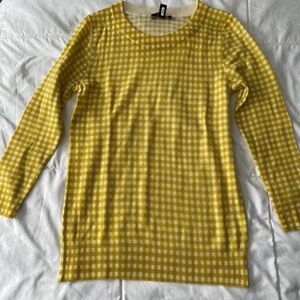 J. Crew Yellow and White Checkered Sweater